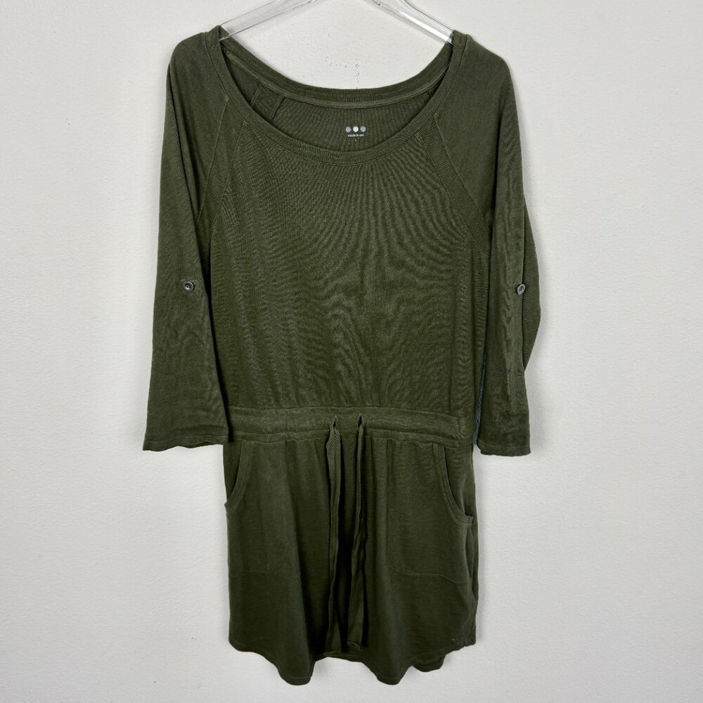 Three Dots Sweatshirt Dress Cotton Large Drawstring Waist